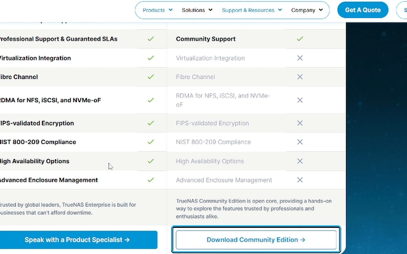The Download Community Edition button at the bottom of the page.