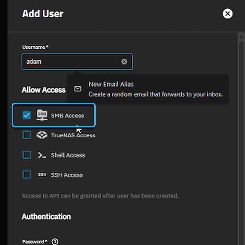 Tick SMB Access. This is the bit that fixes "access denied".